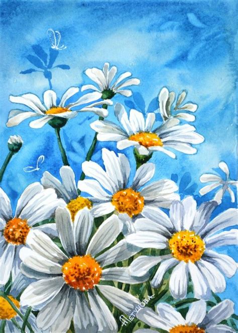 Анна Петунова Daisy Painting Acrylic Painting Flowers Beginner Painting