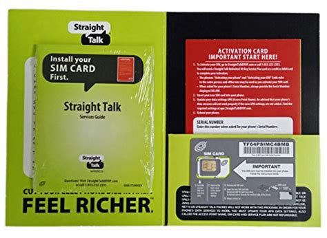 Additional terms and conditions apply. Straight Talk Sim Card (standard size) and Activation Instructions Card for AT&T & Unlocked GSM ...