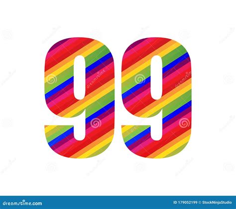 99 Number Rainbow Style Numeral Digit Colorful Number Vector
