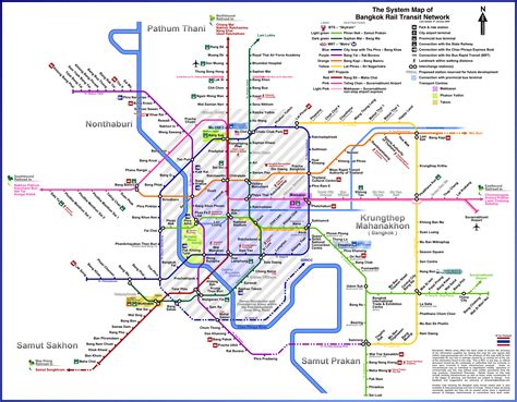 Bangkok Rail Transit Network Map Airport Line Mrt And