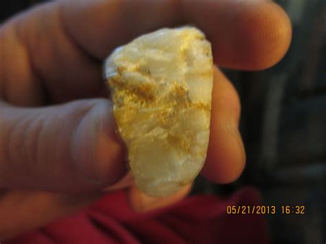 My First Gold Quartz Rock That I Broke Open Today