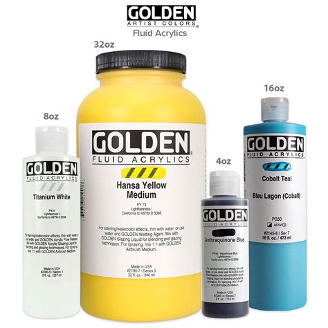 Golden Fluid Acrylics 4oz 8oz 16oz 32oz