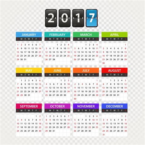 Premium Vector 2017 Year Color Calendar Template Flat Design