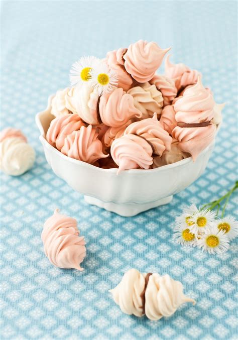 Stiffly beaten egg whites and superfine (caster) sugar. Rose Water Meringue Kisses with Chocolate - Cooking ...
