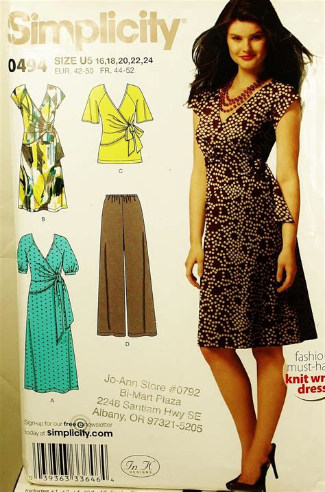 Oop Simplicity Sewing Pattern 2369 Misses Sizes 1618202224 Knit