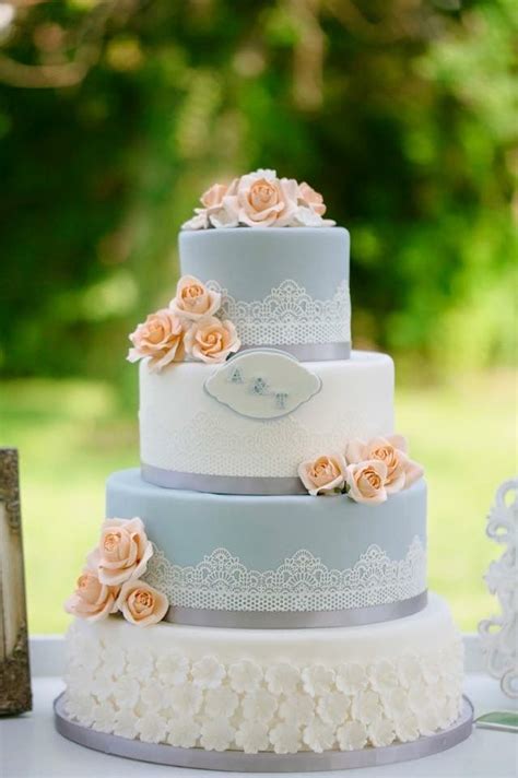 Peach And Grey Lace Wedding Cake By Frosted Fantasies Cakes Wv Farm