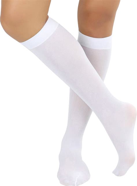 ToBeInStyle Women S Nylon Knee High Opaque Socks White One Size At