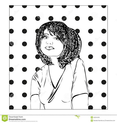 Monochrome Vector Illustration Of A Young Woman Girl Sketch Stock Vector Illustration Of