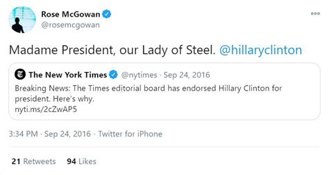 Rose Mcgowan Wishes Hillary Clinton Happy Birthday By Accusing Her Of