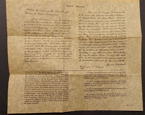 Monroe Doctrine 1823 Replica Manuscript Paper Collectible Mister Seekers Books