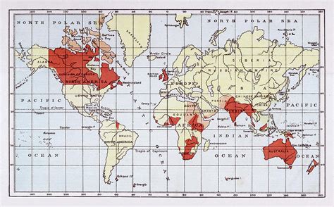 Map Showing The British Empire Drawing By Mary Evans Picture Library