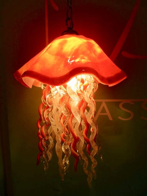 Jellyfish Pendant Light Chandelier Blown Glass Pendant Etsy