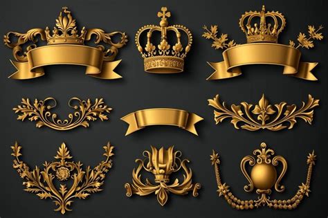Premium Photo Heraldic Royal Emblems With Golden Monarch Crowns