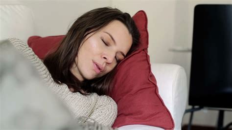 Beautiful Woman Sleeping On Sofa At Home Stock Footage Sbv Storyblocks