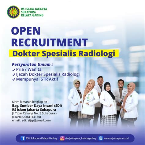 RSIJ Sukapura Lowongan Pekerjaan Dokter Spesialis Radiologi Bulan