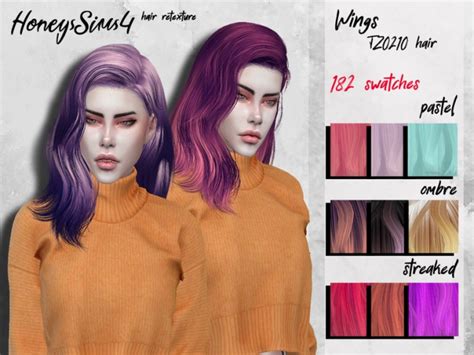 Female Hair Retexture Wings Tz0210 By Honeyssims4 At Tsr Sims 4 Updates
