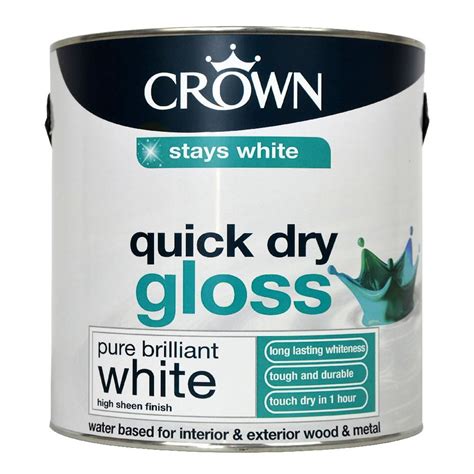 Crown Quick Dry Gloss Paint Pure Brilliant White 25l Wilko