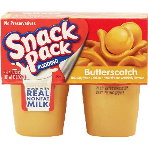 Snack Pack Butterscotch Pudding 4 325 Oz Cups 13oz Pudding Cups