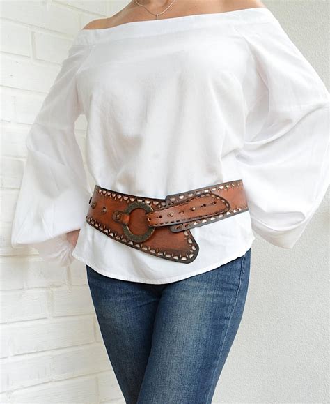 Wide Leather Belt Womens Leather Belt Wide Belt Bohemian Hip Image 0