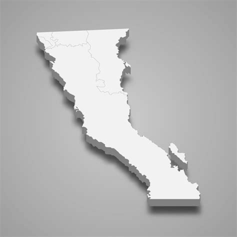 mapa 3d de la ilustración del estado de baja california de méxico vector premium