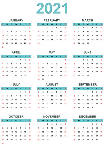 Calendar 2021 Year Png Transparent Image Download Size 430x600px