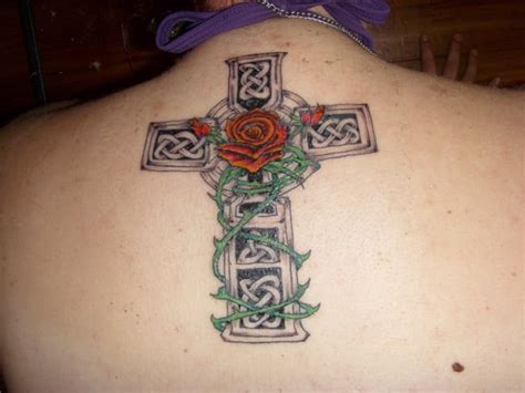 Cross and rose tattoo design. Stylish Celtic Cross and Rose Tattoo Designs - SheIdeas