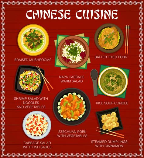 Chinese Cuisine Menu With Asian Restaurant Dishes 23512080 Vector Art