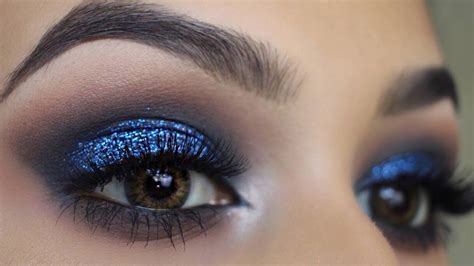 Blue Glitter Eye Makeup Glitter Azul Glitter Makeup Tutorial Bright Eye Makeup Glittery Eyes
