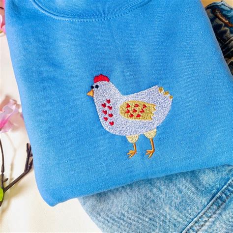 Embroidered Chicken Etsy