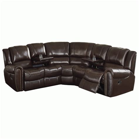Camden Dark Brown Italian Leather Reclining Sectional Sofa 13878503