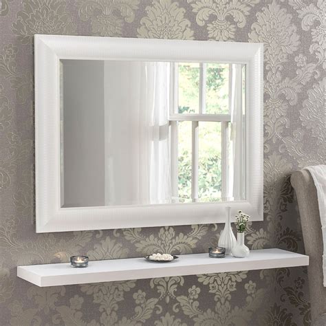Decorative White Rectangular Bevelled Mirror Decorative Mirrors