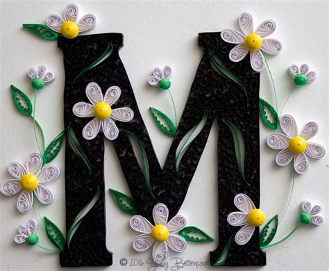Quilling template for letter m. White Daisies Quilled Letter M Monogram | Quilling designs ...