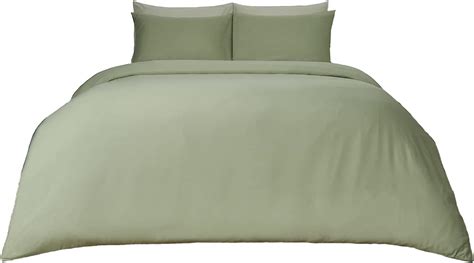 Brentfords Plain Dye Duvet Cover Quilt With Pillowcase Microfiber Bedding Set Olive Double