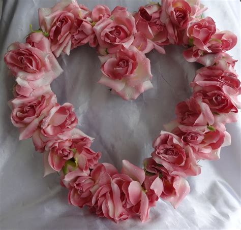 Bridal Wreath Wedding Wreath Heart Wreath Pink Rose By Lovelyts