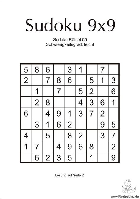 Man lernt dabei das spielprinzip von sudoku kennen und hat schnell erfolge beim lösen der rätsel. Sudoku Vorlage - leicht
