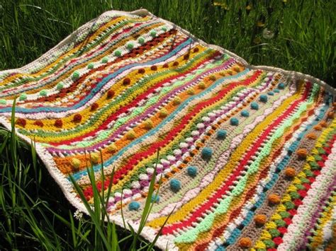 Afghan Crochet Baby Blanket With Bubbles Spring Colorful