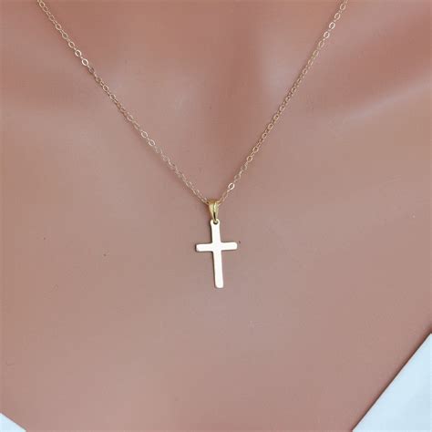 K Solid Gold Cross Necklace Women Cross Necklace Or Only Etsy