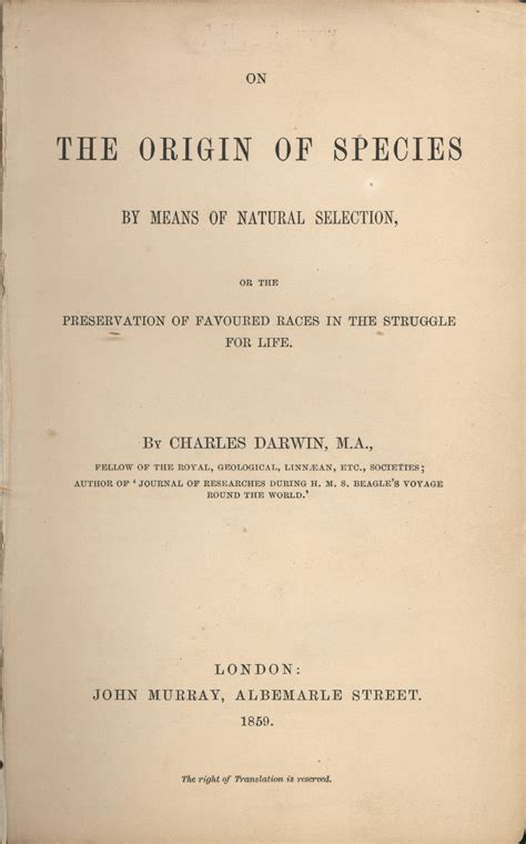 Lorigine Delle Specie Di Charles Darwin