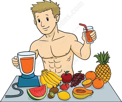 Muscular Man Making A Fruit Smoothie Fruit Smoothies Food Cartoon