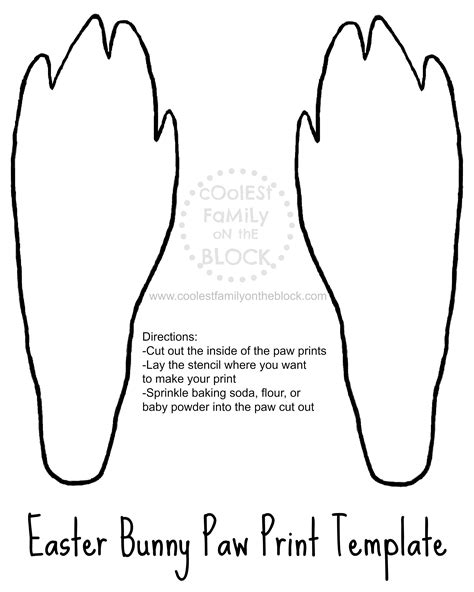 For other design ideas, consider using the realistic bunny silhouette template or the cartoon blank bunny template. #Free Printable Easter Bunny Paw Prints Template: Back ...