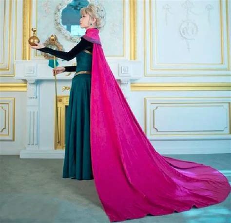 Queen Princess Anna Elsa Coronation Dress Kids Cosplay Costume Custom
