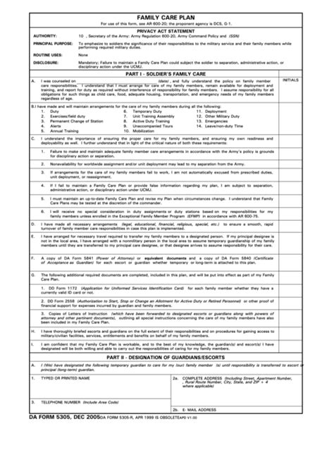Da Form 5305 R Fillable Printable Forms Free Online