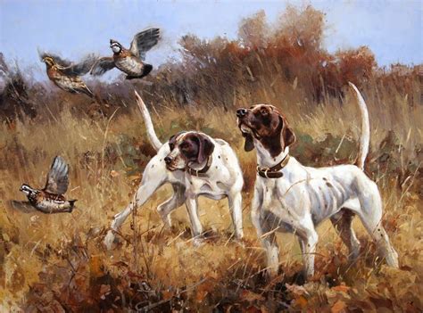 Up Close And Personal 30 X 40 Oil Upland Bird Hunting Coon Hunting