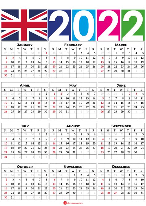 2022 Calendar Uk With Holidays And Weeks Numbers Gambaran