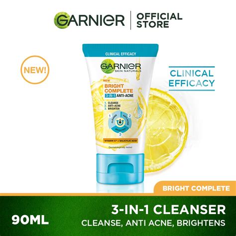 New Garnier Bright Complete Anti Acne 3 In 1 Cleanser 90ml Skincare