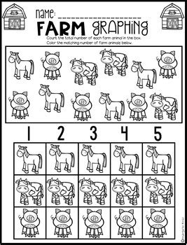Math games for kindergarten can make learning more fun and engaging. Farm Math and Literacy Worksheets for Preschool by ...