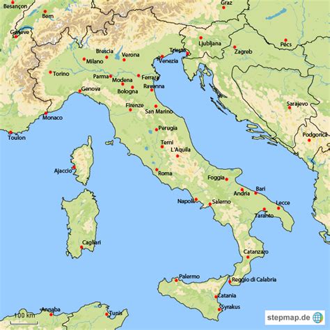 Die daten entsprechen den unterschiedlichen risikodefinitionen der jeweiligen nationalen behörden. StepMap - Italien - Landkarte für Italien