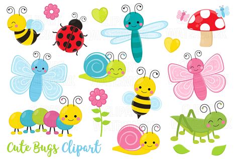 Cute Crawling Bugs Clipart Graphic By Magreenhouse · Creative Fabrica