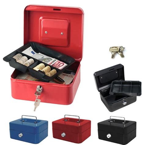 Steel Metal Petty Cash Box With Coin Tray Money Bank Safe Security