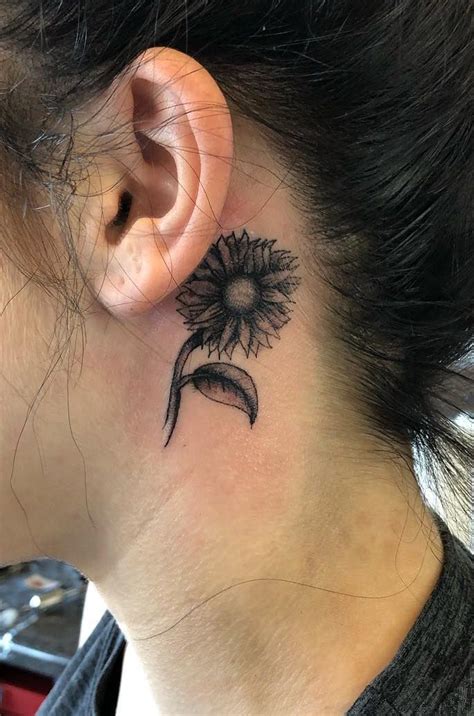 Small Sunflower Tattoo Behind Ear Best Tattoo Ideas